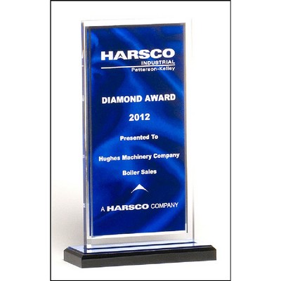 Blue Draped Satin Acrylic Award with Mirror Border (5"x6.5")