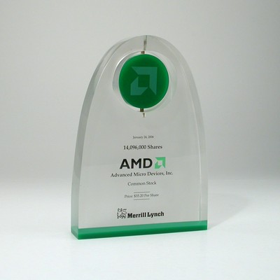 1 3/4" Spinning Disc Lucite® Embedment Award in Base (4 1/2" x 6 1/2" x 1")