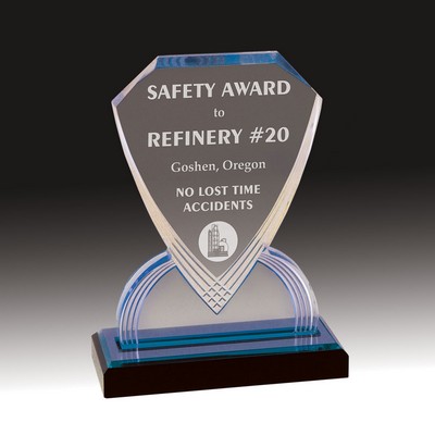 8" Blue Carved Shield Impress Acrylic Award