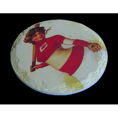 Round Layered Edge Absorbent Stone Coaster Gloss Finish (overseas production)