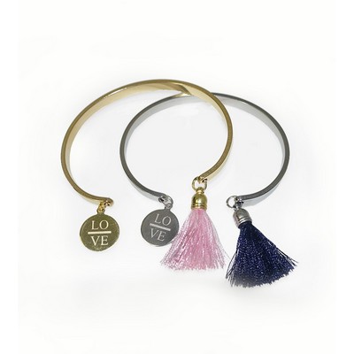 Bangle Bracelet w/Tassel & Charm