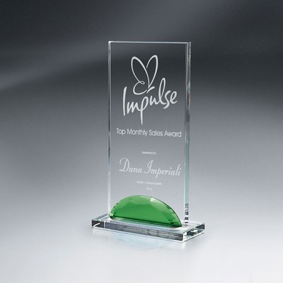 Optic Crystal Green Gemstone Award - Tall