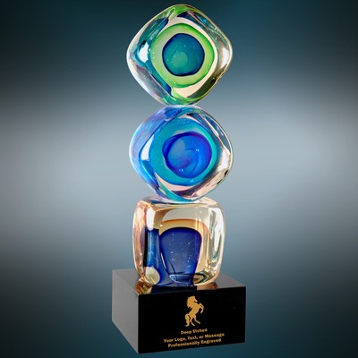 9 1/4" Stacked Blocks Art Glass Award