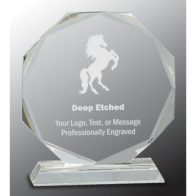 7 1/4" Clear Crystal Octagon Award on Clear Pedestal Base