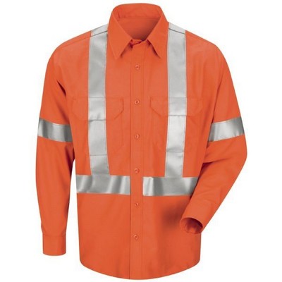 Red Kap® Men's L/S Poplin Dress Shirt w/CSA Compliant Reflective Trim