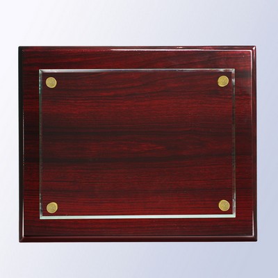 Rosewood Premium Piano Finish Plaque, Large (Wood 13"x10-1/2" - Glass 11"x8-1/2")