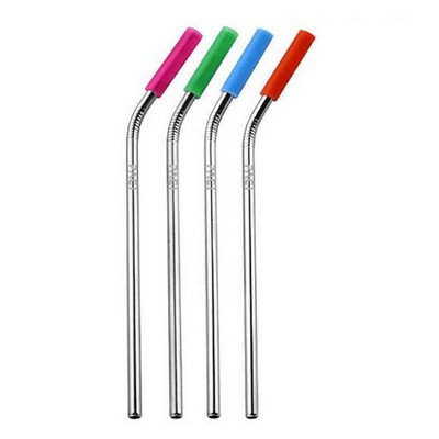 18/8 Stainless Steel Bent Straw w/Silicone Tip