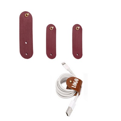 3-Piece PU Leather Earbuds And USB Cable Cord Taco