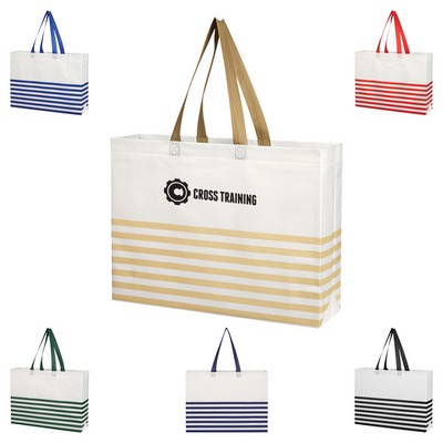 Non-Woven Horizontal Stripe Tote Bag