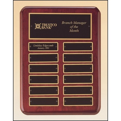 Airflyte® Rosewood Stained Piano Finish Perpetual Plaque w/12 Brass Plates (9"x 12")