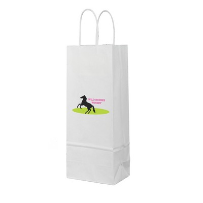 White Kraft Paper Shopping Bag - Digital Print (5.9" x 3.15" x 13")