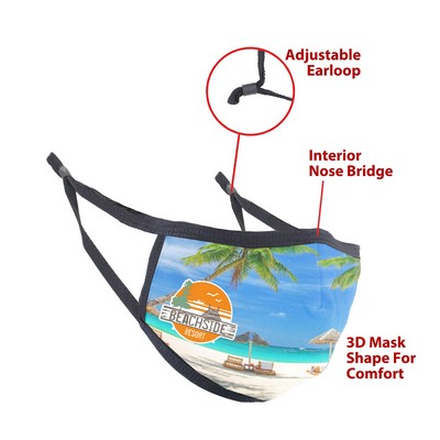 3D Shape Full Color Sublimation Mask with Adjustable Earloop