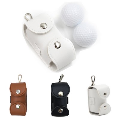 PU Leather Golf Ball Pouch Golf Bag Waist Pack