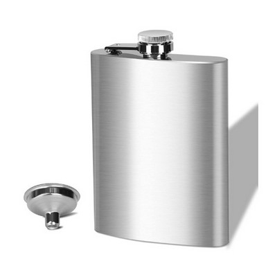 8 Oz. Stainless Steel Flask with Funnel