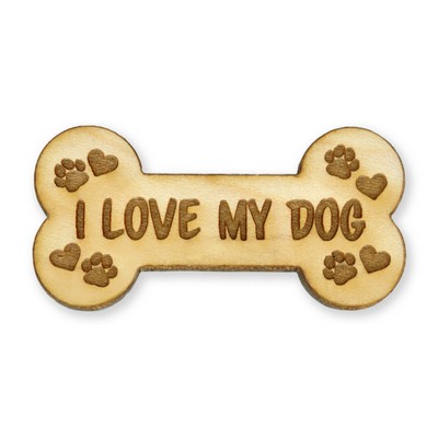 I Love My Dog Wood Pin