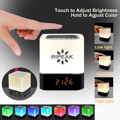 1200 mAh Colorful Touch Sensor Night Lamp Speaker LED Radio Alarm Clock Wireless Speaker