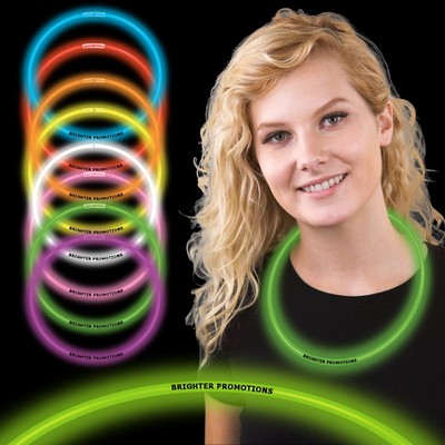 22" Pad Printed Single Color Superior Green Glow Necklace