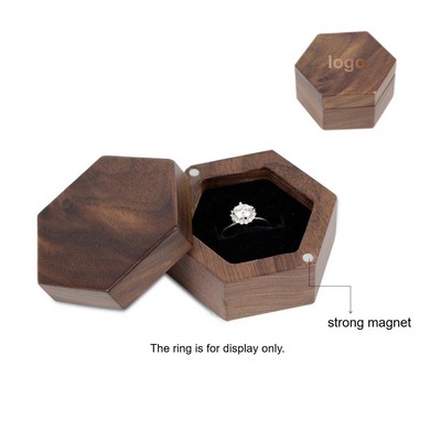 Hexagon Shape Wood Ring Box