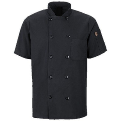 Red Kap™ Men's Short Sleeve Chef Coat w/OilBlok & MIMIX™ - Ten Button - Black