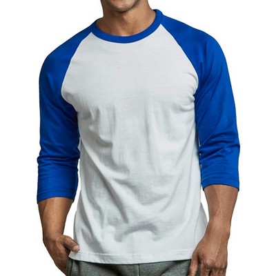 Men's 3/4 Sleeve Baseball T-Shirt - Small, Royal Blue/White (Case of 2