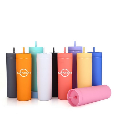 16Oz Double Wall Plastic Skinny Tumblers