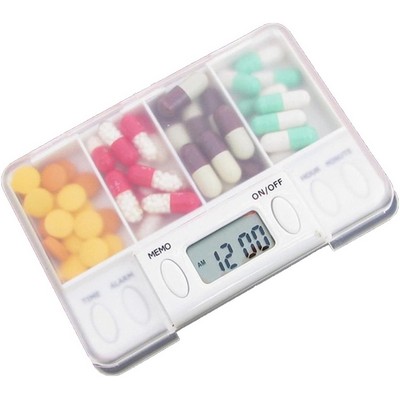 4 Compartment Medicine Storage Box With Alarm