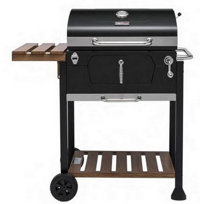 Keg Products 24" Charcoal Grill w/Foldable Wood Side Table