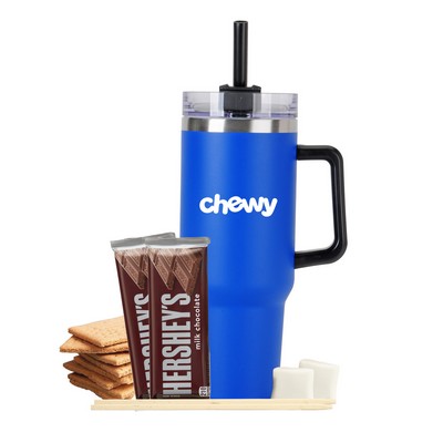 Promo Revolution - 40 Oz. Tapered Tumbler w/ Handle & Straw w/ S'mores Kit (4 Servings)