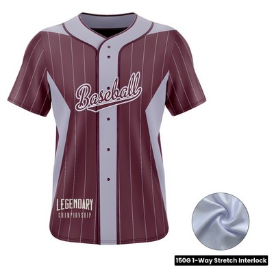 Men's and Kids' Sublimation Full-Button Baseball Jersey - 150G Interlock