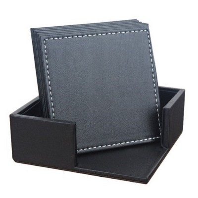 Home and Office Leather Square Coaster Set