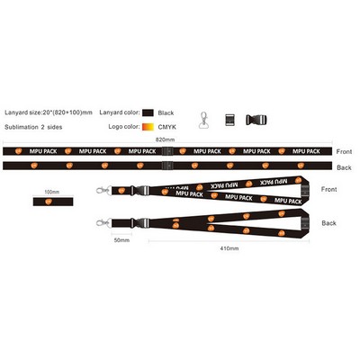 Double Side Printing Safe Break Lanyard w/Lobster Claw Clip