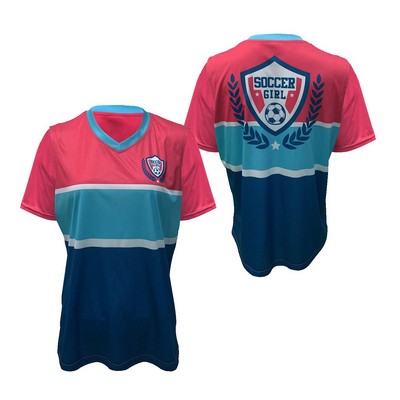 Women's Soccer V-Neck SS Pinhole Mesh Jersey