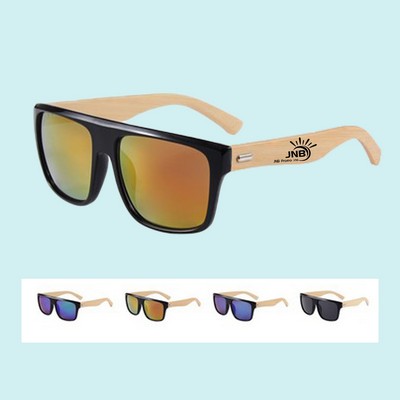 Chic Bamboo Templed Square Sunglasses for Eco-Conscious Fashion