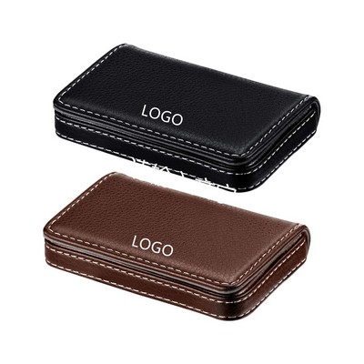 Leather Business Card Holder With Magnetic Shut