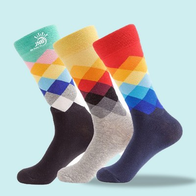 Colorful Gradient Cotton Crew Socks for Adults