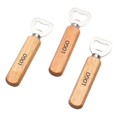 Oak and Stainless Steel Bottle Opener with Solid Wood Handle