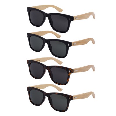 New Ray Cali Bamboo Mirror Lens Sunglasses (Wayfarer Style) - 4 Assorted Shades