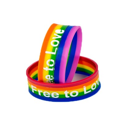 1" Wide Rainbow Silicone Bracelet