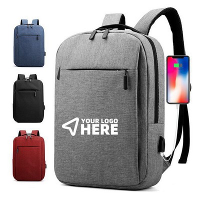 Business commuting large capacity waterproof nylon backpack USB charging shoulder bag