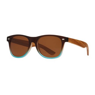 Chief Eco-Sustainable Polarized Sunglasses w/Brown/Turquoise Blue/Wood Brown Frame