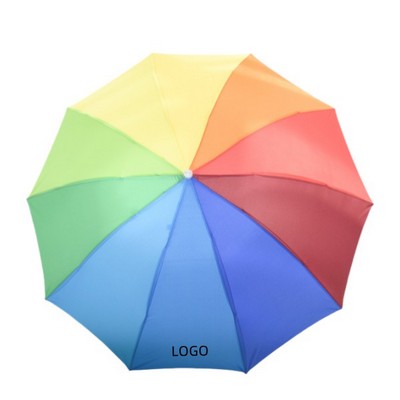 Self-Folding Rainbow Rainy And Sunny Umbrella