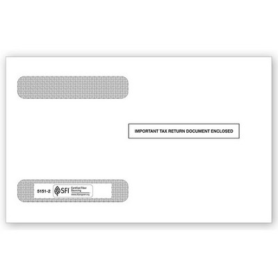 Envelopes, Double-Window, 4-Up Horizontal for Laser W-2, Self-Seal