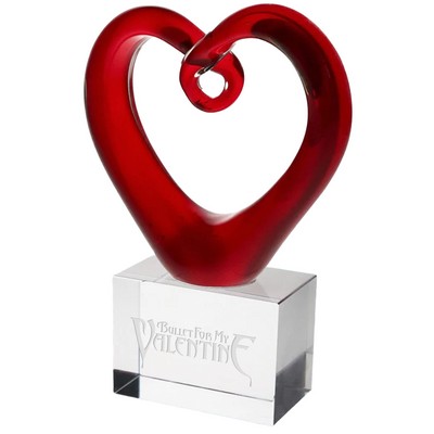 Red Heart with Clear Base Custom Award