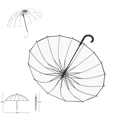 Transparent Umbrella With Hook Handle