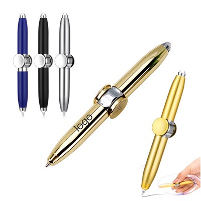 Twist Action Fingertip Gyro Ballpoint Pen With Led