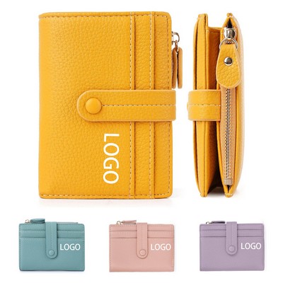 Leather Card Holder Zipper Womens Wallet