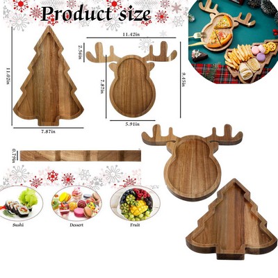 Elk Christmas Tree Design Wooden Tray