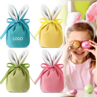 Easter Bunny Velvet Candy and Egg Bag with Rabbit Ears