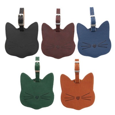 Cute Leather Cat Shape Luggage Tag