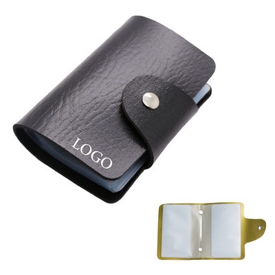 PU Leather Card Wallet with Secure Closure